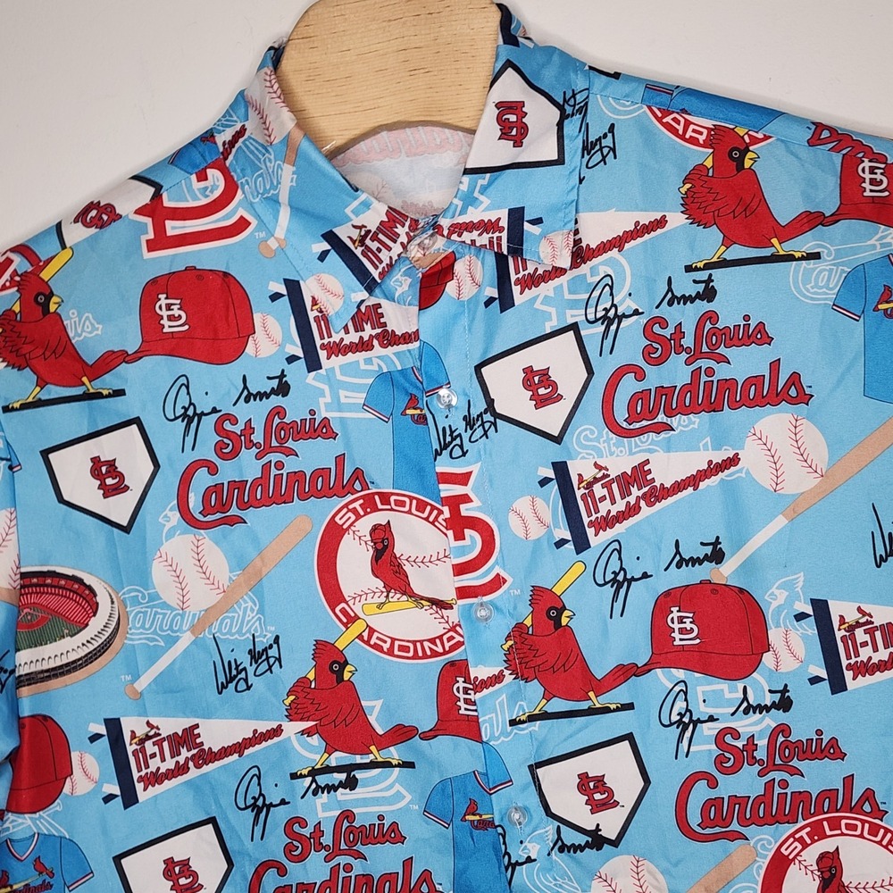 St Louis Cardinals AOP Hawaiian Style Button Up Shirt Men's Size XL‎